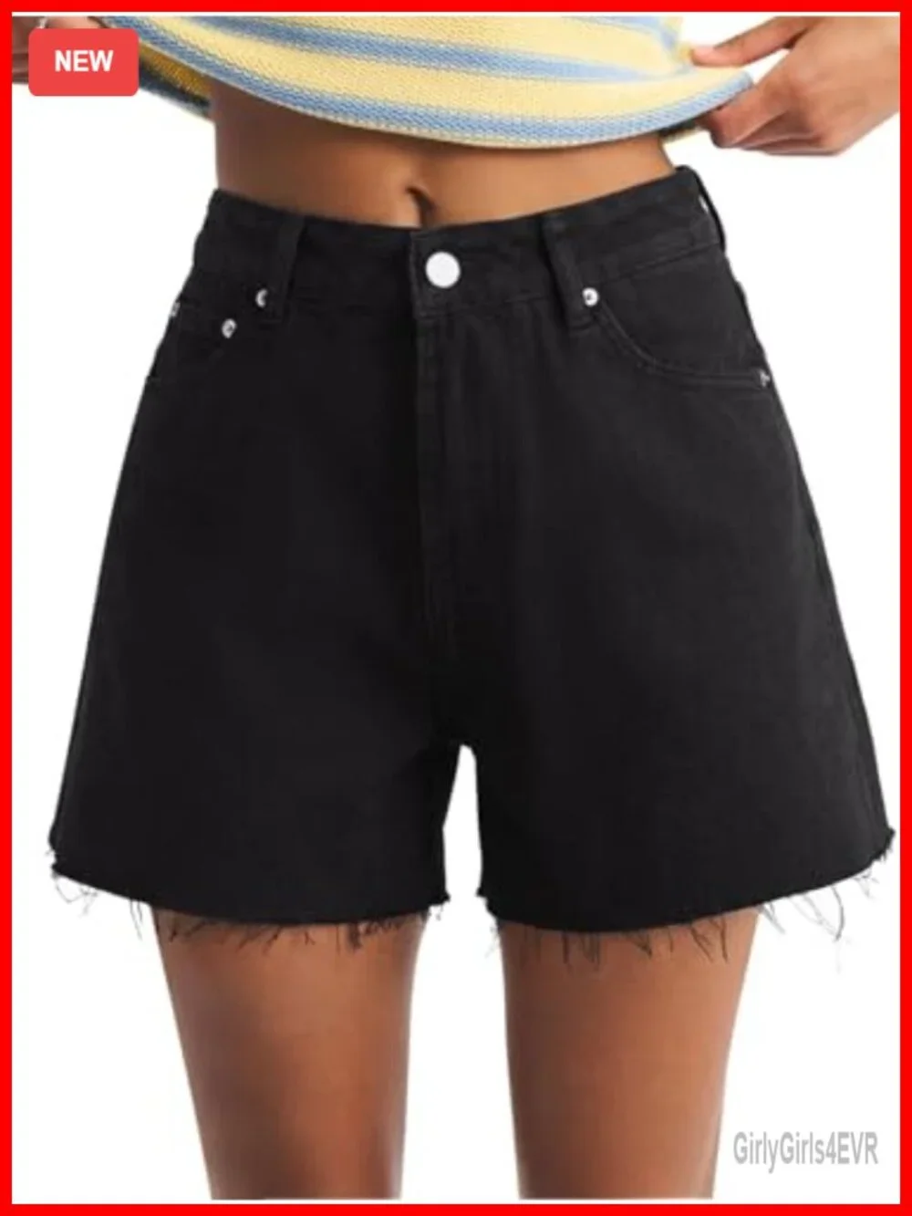 High Waisted Ripped Jean Shorts for Women, Frayed Hem Casual Denim Jorts